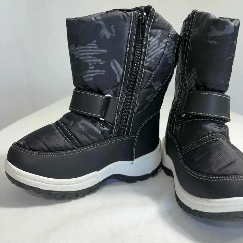 K KomForMe Toddler Snow Rain Boots Waterproof Black Camo Size 6‎